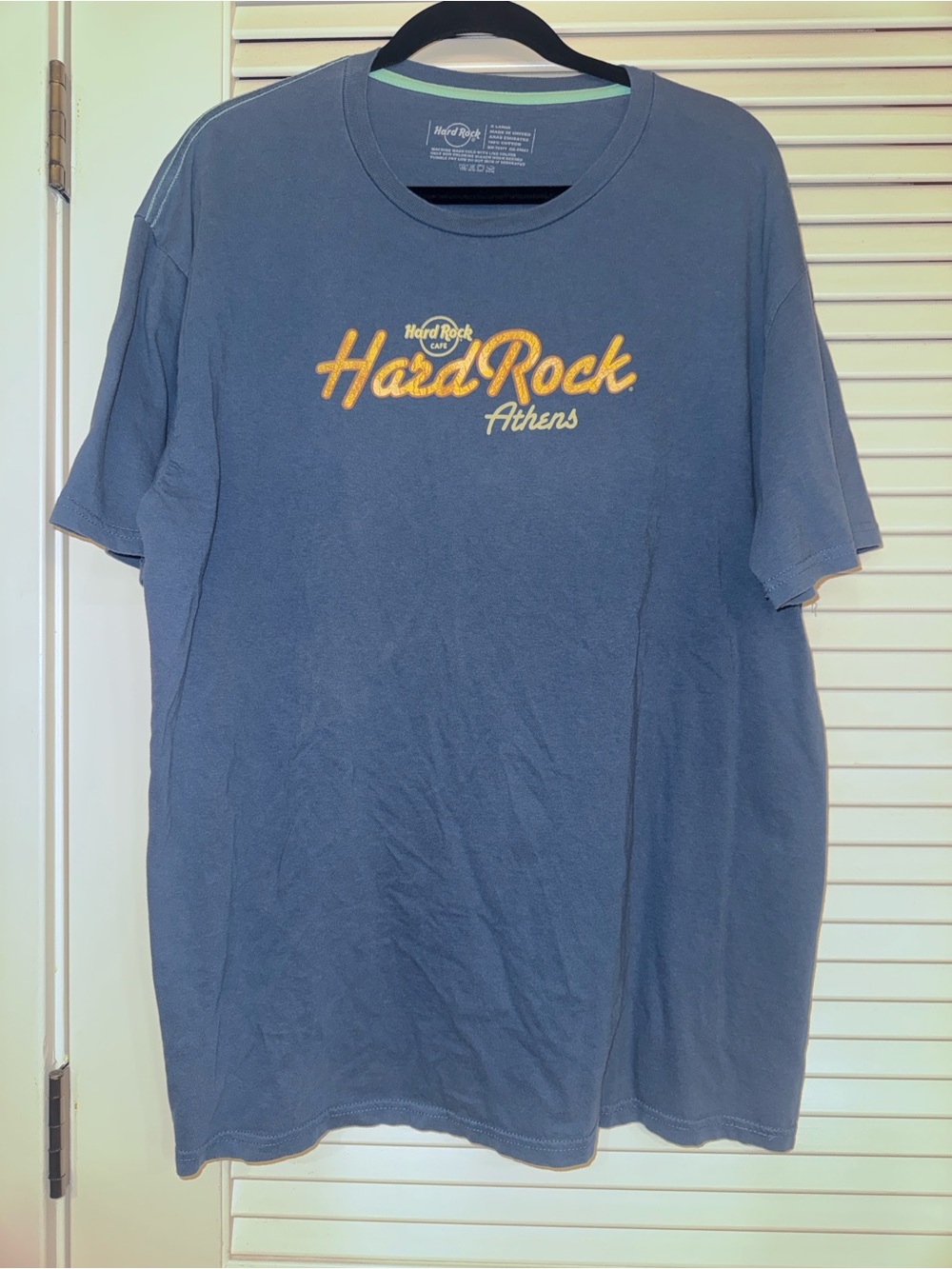 Rare Hard Rock Cafe Athens Greece Blue Short-Sleeve Logo Tee